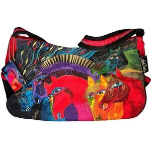 Laurel Burch Wild Horses Of Fire Canvas Shoulder Bag Purse Art Charm